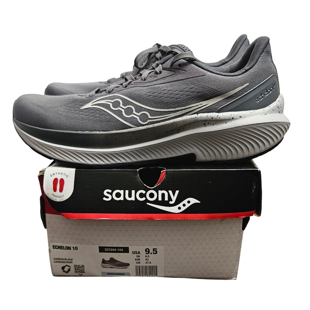 Saucony Echelon 10 Mens Running Shoes Carbon Black Grey S21044-104 Size 9.5